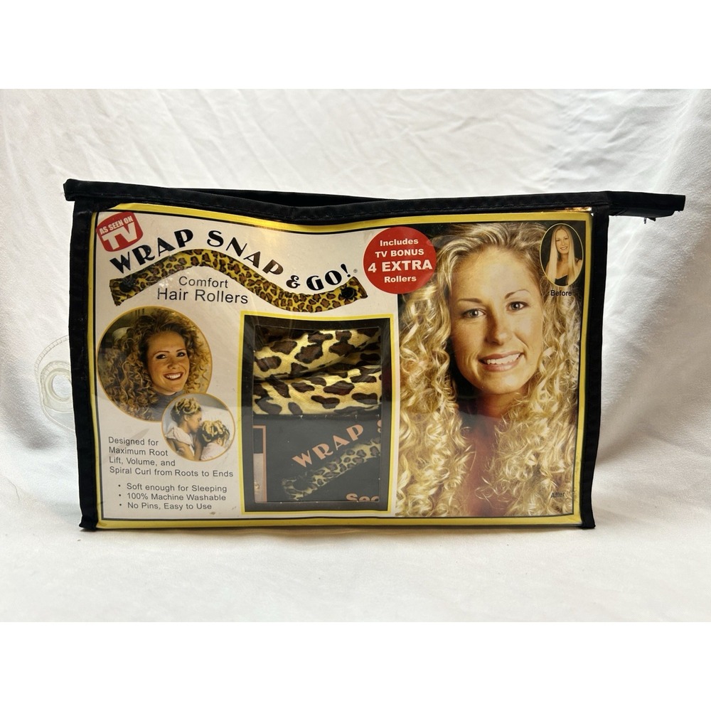 Wrap Snap & Go Comfort Hair Rollers Set of 12 Cheetah As Seen On TV 2001